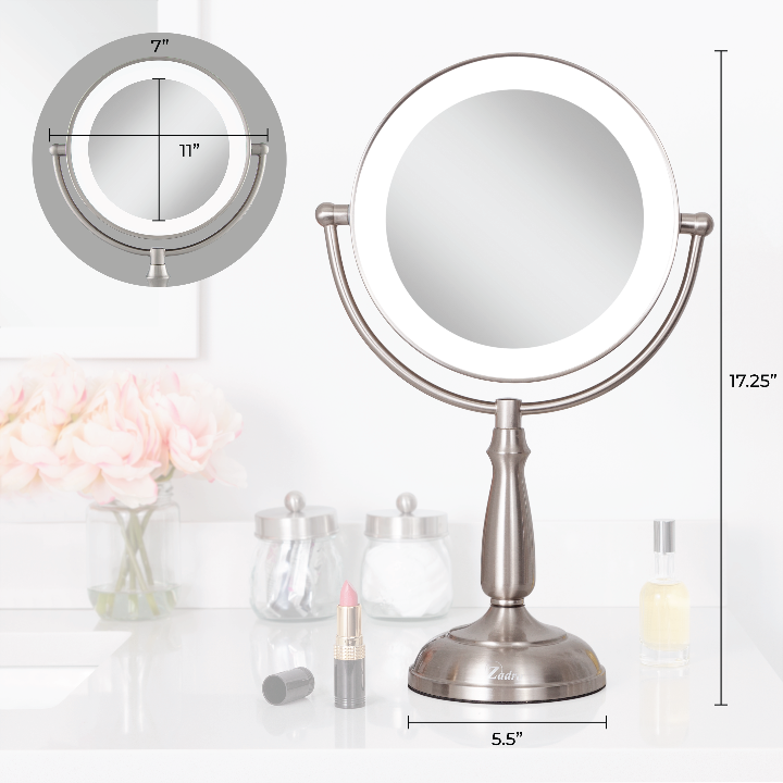 Lighted Makeup Mirror with Magnification & Touch Base