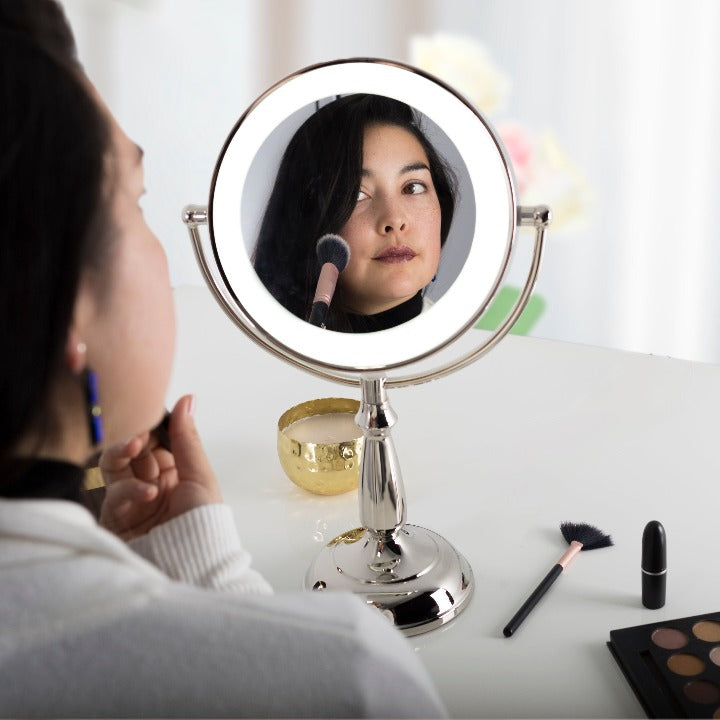Lighted Makeup Mirror with Magnification & Touch Base