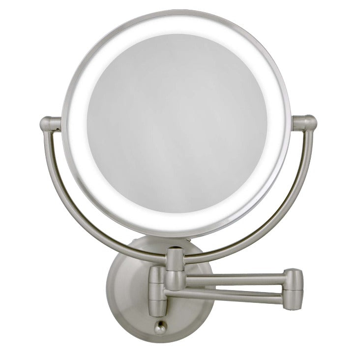 Lighted Wall Mounted Makeup Mirror with Magnification & Extendable Arm