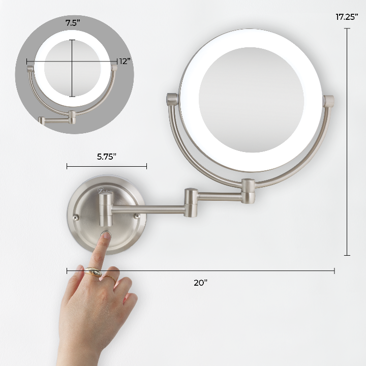 Lexington Lighted Wall Mounted Makeup Mirror with Magnification