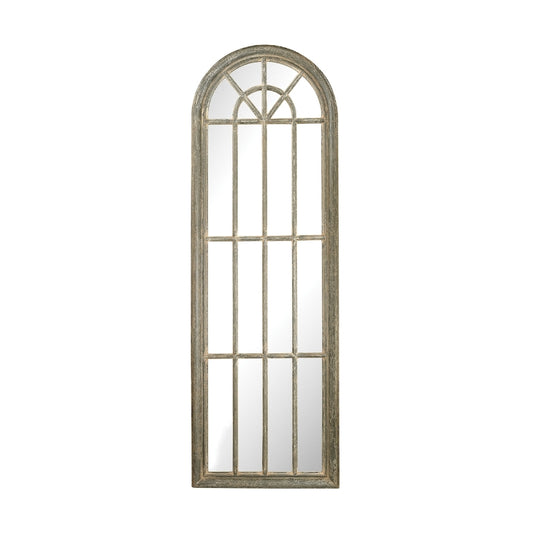 Arched Windowpane Wall Mirror - Gray