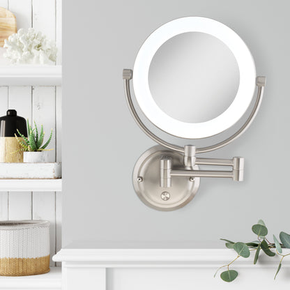 Lexington Lighted Wall Mounted Makeup Mirror with Magnification