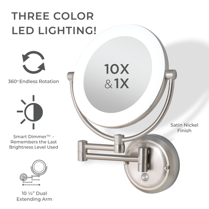 Lexington Lighted Wall Mounted Makeup Mirror with Magnification