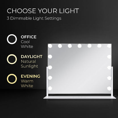 15 Led Light Bulb Horizontal Hollywood Makeup Mirror - 25" X 20”