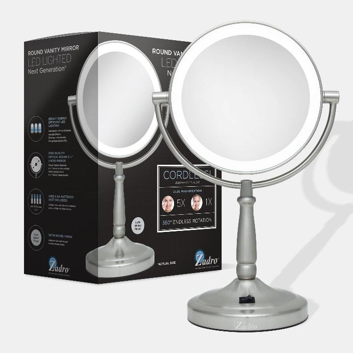 Lighted Makeup Mirror with Magnification & Cordless