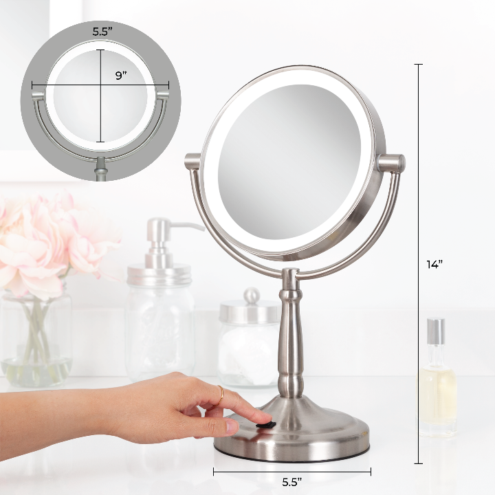 Lighted Makeup Mirror with Magnification & Cordless