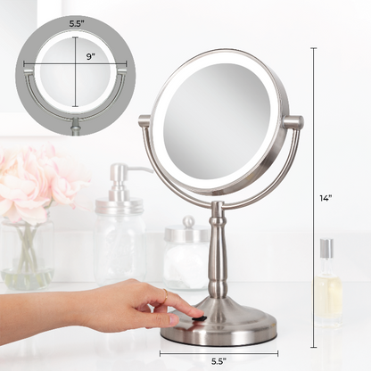 Lighted Makeup Mirror with Magnification & Cordless