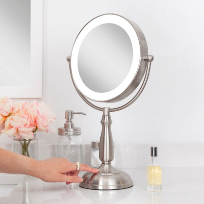 Lighted Makeup Mirror with Magnification & Touch Base
