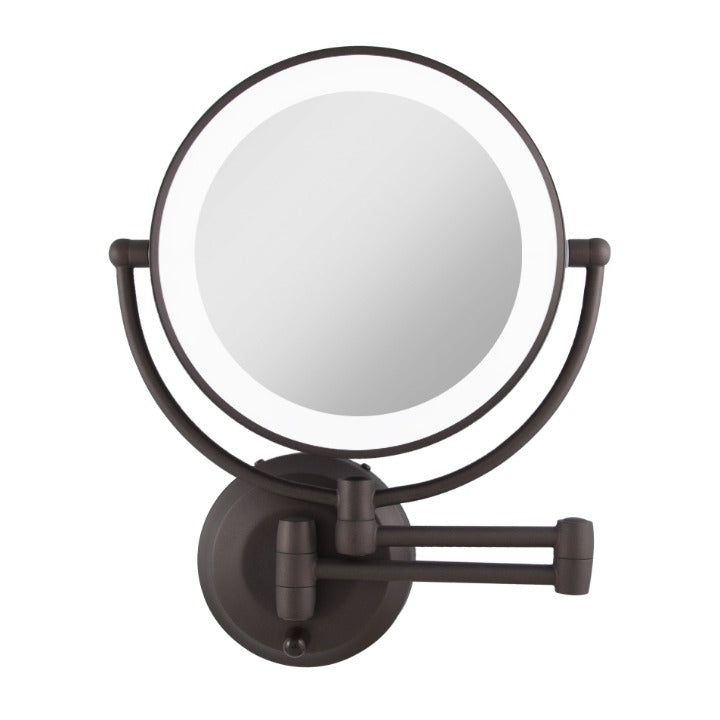 Lighted Wall Mounted Makeup Mirror with Magnification & Extendable Arm