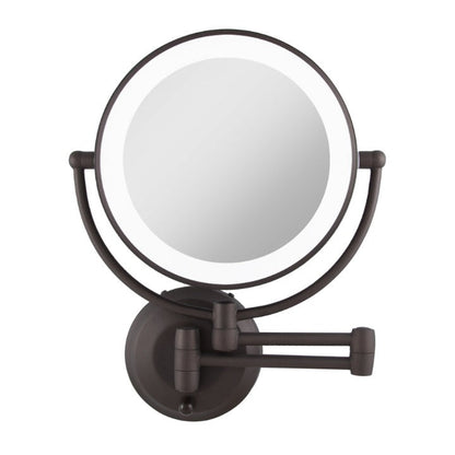 Lighted Wall Mounted Makeup Mirror with Magnification & Extendable Arm