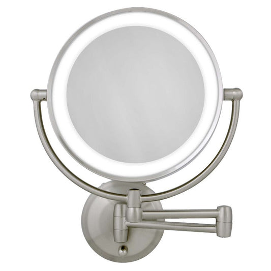 Lighted Wall Mounted Makeup Mirror with Magnification & Extendable Arm