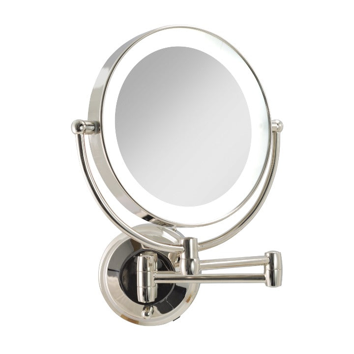 Lighted Wall Mounted Makeup Mirror with Magnification & Extendable Arm