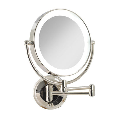 Lighted Wall Mounted Makeup Mirror with Magnification & Extendable Arm