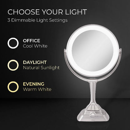 Lighted Makeup Mirror with Magnification & Smart Dim