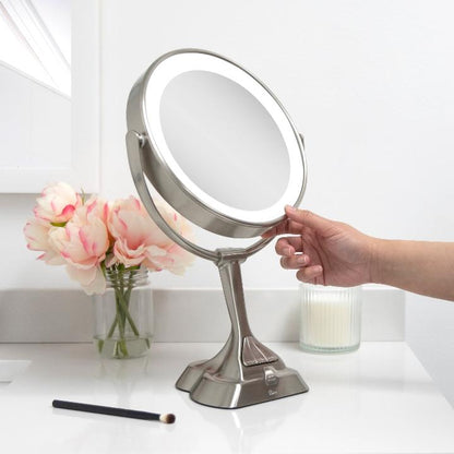 Lighted Makeup Mirror with Magnification & Smart Dim