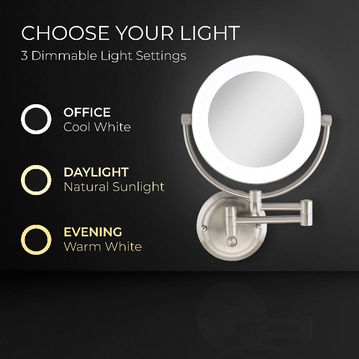 Lexington Lighted Wall Mounted Makeup Mirror with Magnification