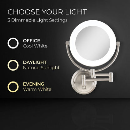 Lexington Lighted Wall Mounted Makeup Mirror with Magnification