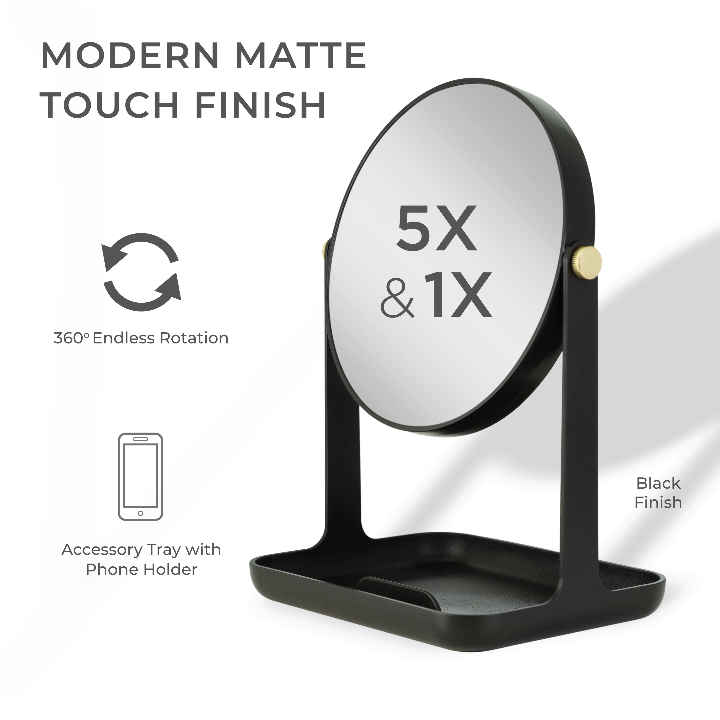 Back-to-School Makeup Mirror with Accessory Tray & Phone Holder